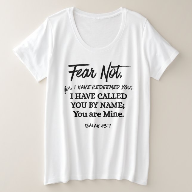 Camiseta Isaiah 43:1 Fear not I have Redeemed Black Text (Frente do Design)