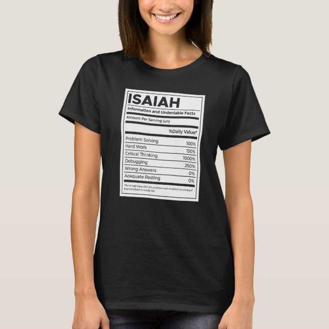 Camiseta Isaiah Nutrition Information Problem Solving Duro (Frente)
