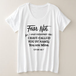 Camiseta Isaías 43:1 Não tema Eu Redimi Texto Preto