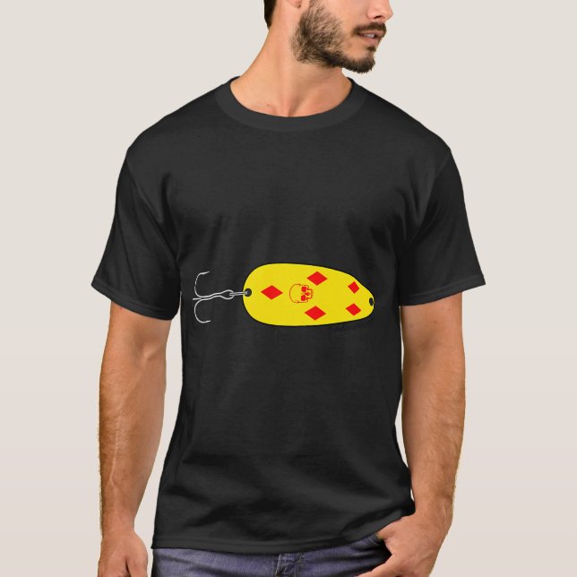 Camiseta Isca de pesca amarela e vermelha (Frente)