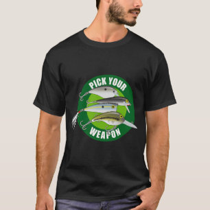 Camiseta Isca de Pesca Escolha Sua Arma - Verde no Verde