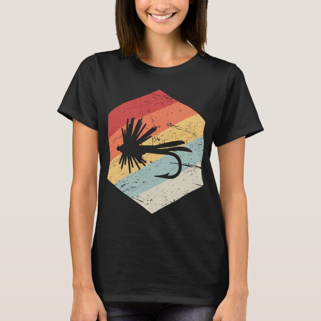 Camiseta Isca de pesca fly retrô vintage (Frente)