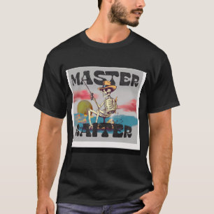 Camiseta isca mestre retrô com esqueleto de pesca