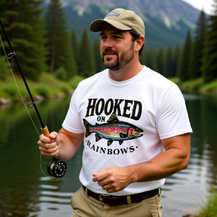 Camiseta Iscado em Trutas Arco-Íris de Pesca