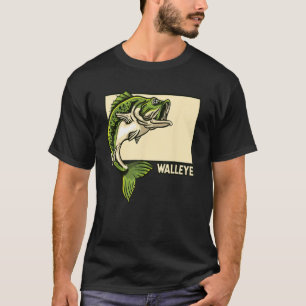 Camiseta Iscas Walleye Doodle Chinês Hanzi Lúcio-de-rio Wal