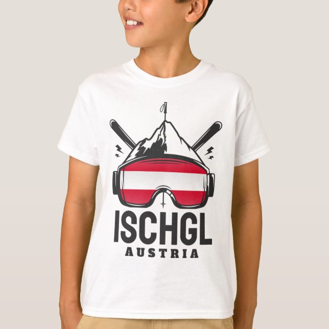 Camiseta Ischgl Austria Ski Resort Retro Skiing (Frente)