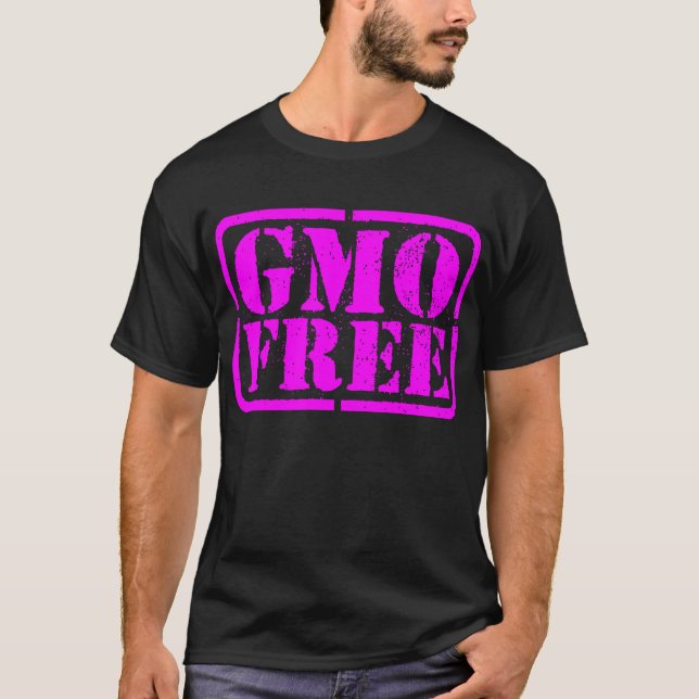 Camiseta Isento de OGM - Magenta (Frente)