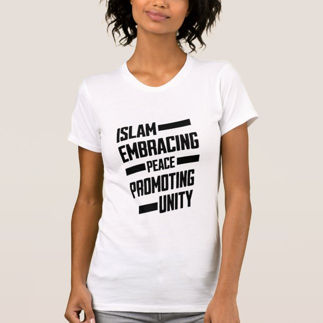 Camiseta Islã Abraçando a paz promovendo a unidade (Frente)