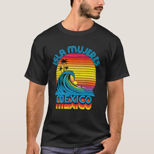 Camiseta Isla Mujeres Mexico Retro Throwback Surf & Beach S (Frente)