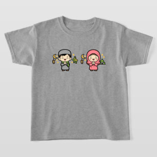 Camiseta Islâmica Menino e Menina Moslem Cute Rama
