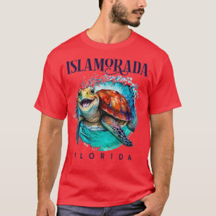 Camiseta Islamorada Flórida Watercolor Happy Sea Turtle