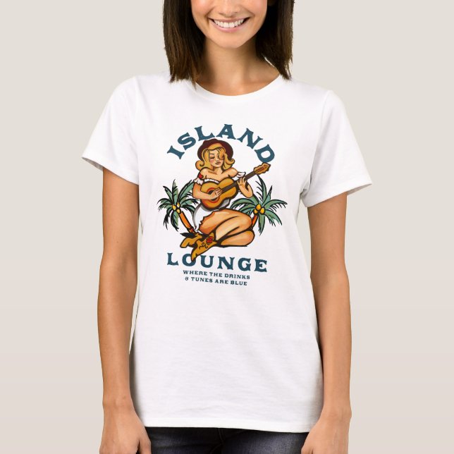 Camiseta Island Lounge Tropical Musical Tattoo Guitar Girl (Frente)