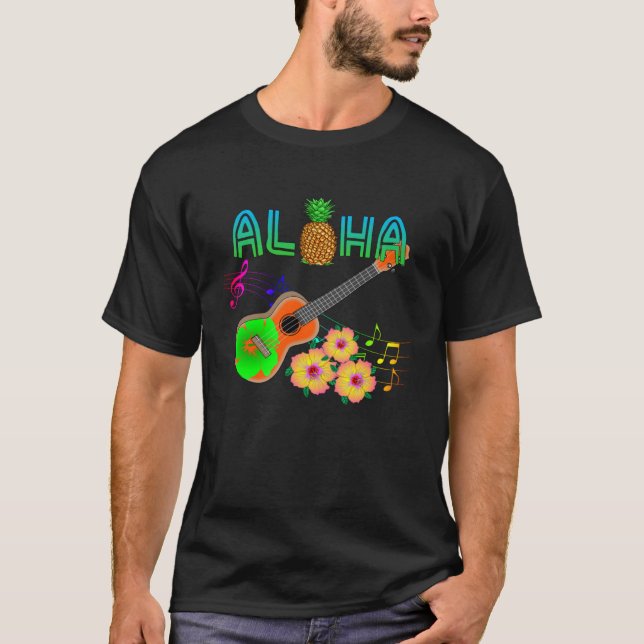 Camiseta Island Music Ukulele Hawaii Aloha (Frente)