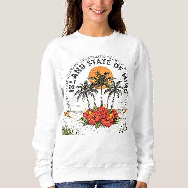 Camiseta Island State of Mind Vintage Tropical Hibiscus (Frente)