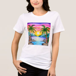 Camiseta Island Tropical Beach Sunset