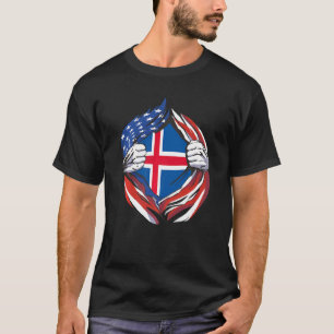 Camiseta Islândia: Bandeira Americana do Meu Herita Islandê