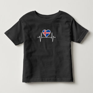 Camiseta Islândia - Coração do Batimento da Bandeira da Isl