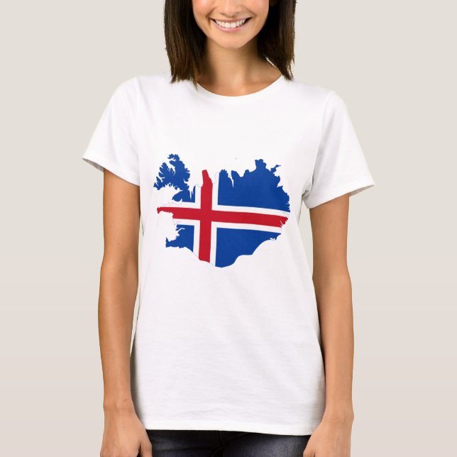 Camiseta Islândia É mapa da bandeira de Ísland (Frente)