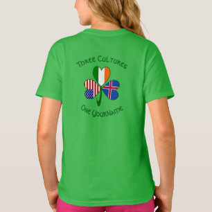 Camiseta Islândia Irlanda EUA Bandeira do Trevo Personaliza