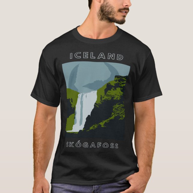 Camiseta Islândia Skogafoss Waterfall Viagem (Frente)