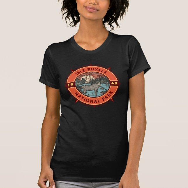 Camiseta Isle Royale National Park Moose Compass (Frente)