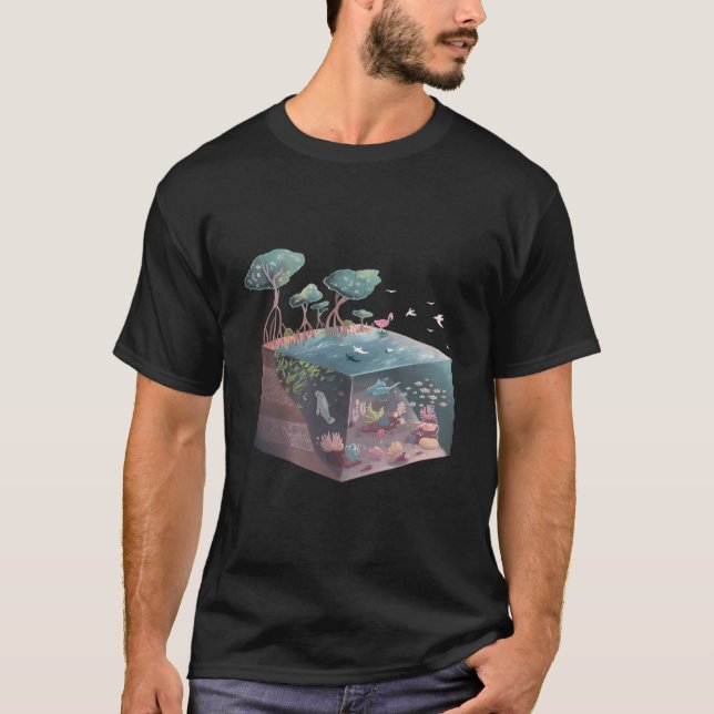 Camiseta Isométrica Mangrove Coral Reef Pântano (Frente)