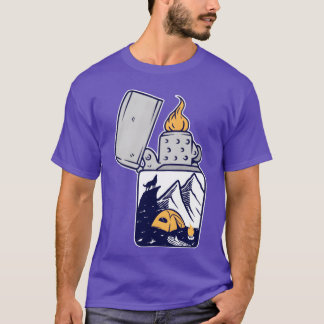 Camiseta Isqueiro Lobo Noite Camping Hiker Fogo amigos