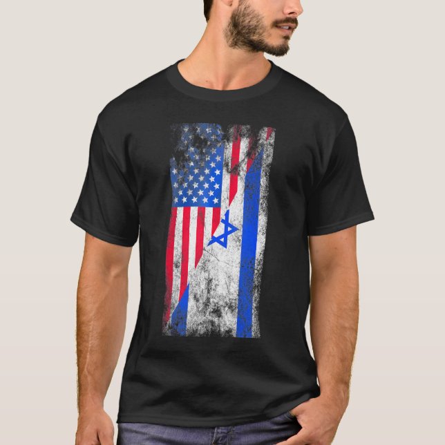 Camiseta Israel Americano sinaliza os Estados Unidos da Amé (Frente)