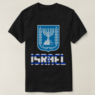 Camiseta Israel Bandeira e Casaco de Armas Patriótica