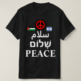 Camiseta Israel - Guerra da Palestina: Árabe, hebraico, PAZ