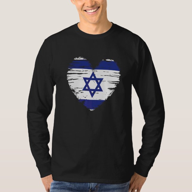 Camiseta Israel Heart Israelense Flag Pride Israel (Frente)