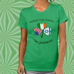 Camiseta Israel Irlanda EUA Trevo Personalizado para Mulher