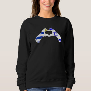 Camiseta Isreal Uruguai Flag Isreali Uruguay Uruguay Heart
