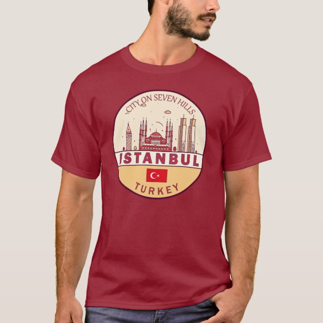 Camiseta Istambul Turquia Cidade Skyline Emblem (Frente)