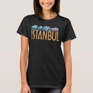 Camiseta Istambul Turquia Cidade Skyline Silhouette Outline