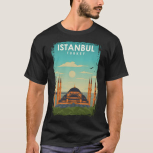 Camiseta Istambul Turquia Vintage Retro Blue Mosque Viagem 