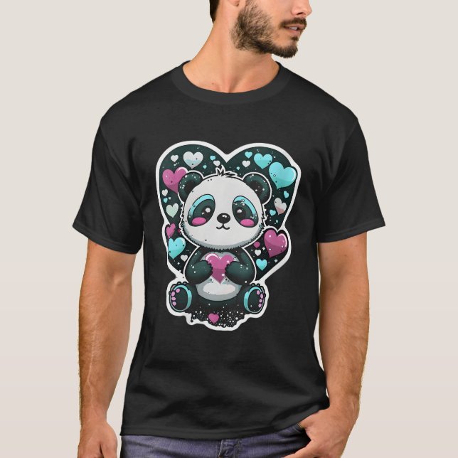 Camiseta Isto ama Pandas Panda Ele Roxo (Frente)