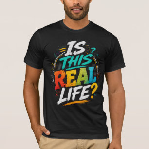 Camiseta Isto É Vida Real? Tipografia Retro Colorida