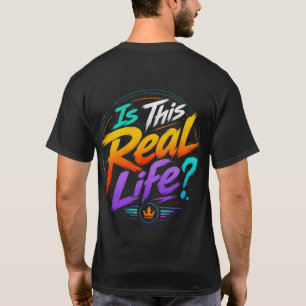 Camiseta Isto É Vida Real? Tipografia Retro Colorida