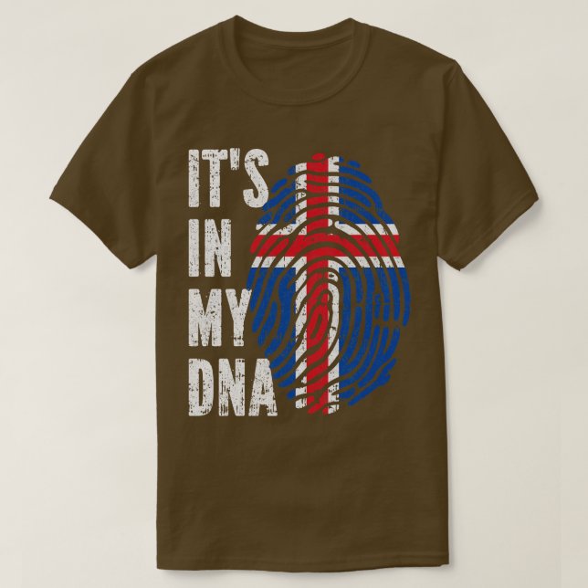 Camiseta ISTO NO MEU DNA Islândia Bandeira Homens Mulheres  (Frente do Design)