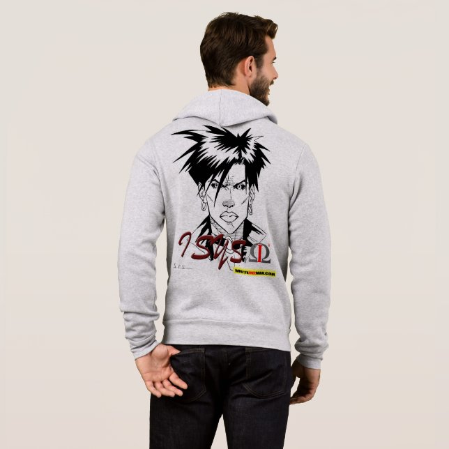 Camiseta isys omega hoodie white and grey (Parte Traseira Completa)