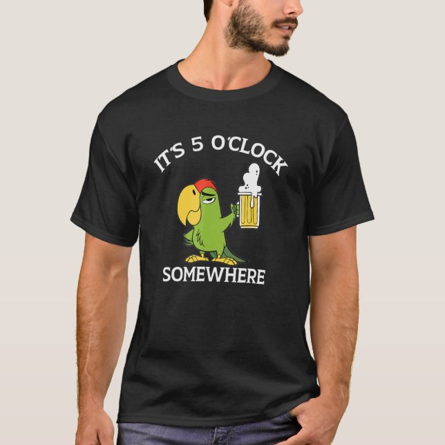 Camiseta It Is 5 O'clock Somewhere  Drinking Parrot (Frente)