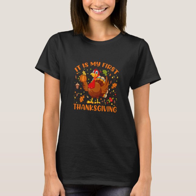 Camiseta It is My First Thanksgiving Baby TurkeyThanksgivin (Frente)