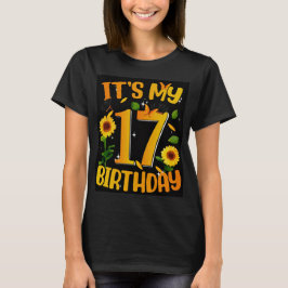 Camiseta It’s My 17 Birthday Shirt – Cute Sunflower Birthda