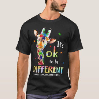 Camiseta It s Ok To Be Different Giraffe Puzzle Autism Awar