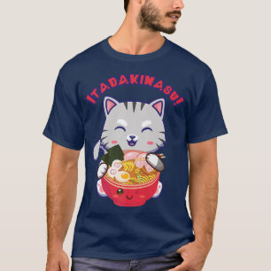 Camiseta Itadakimasu Funny Ramen Cat Japanese Food Kawaii A
