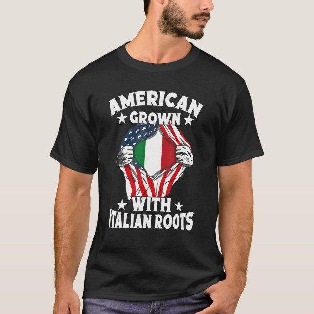 Camiseta Itália Americana Cresceu Com Raízes Italianas Orgu (Frente)