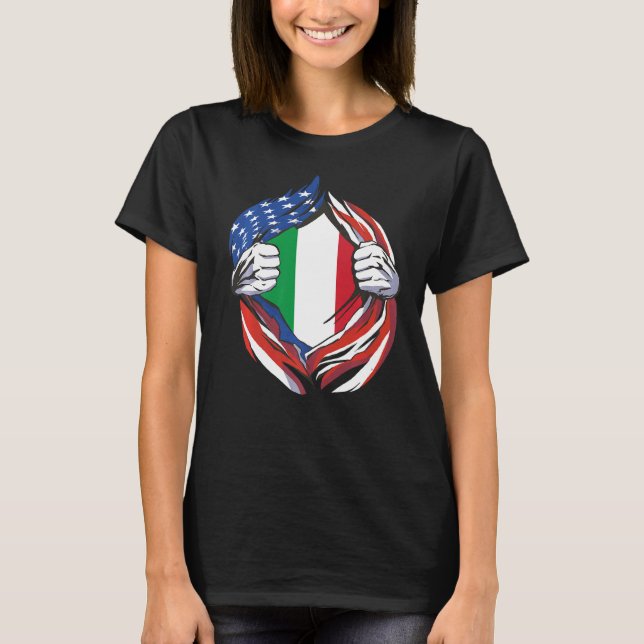Camiseta Itália: Bandeira Americana Orgulhosa do Meu Patrim (Frente)