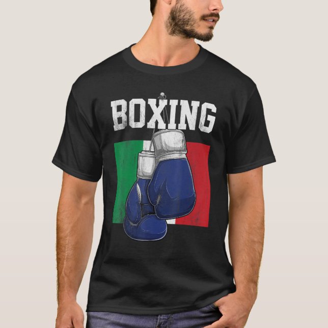 Camiseta Itália Boxer Luvas Boxer Bandeira Italiana (Frente)