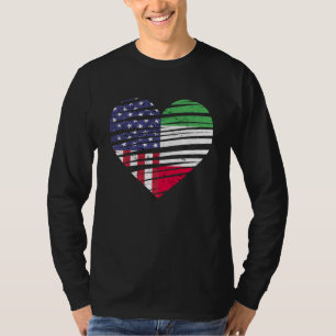 Camiseta Itália Coração Cultivado Americano EUA Patrimônio 